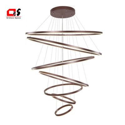 China Contemporary Pendant Light Black Color Gold Color Coffee Led Circle Ring Light for sale