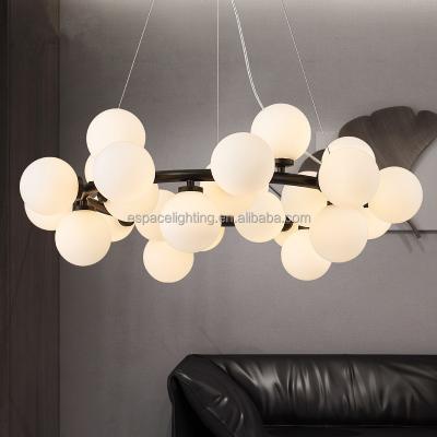 China Simplicity Industrial Modern Glass Ball Brass Color G4 Led Hand Blown Glass Ball Pendant Lights for sale