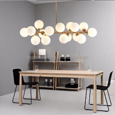 China Industrial Glass Ball Brass Color G4 Led Modern Hand Blown Glass Ball Living Room Pendant Light for sale