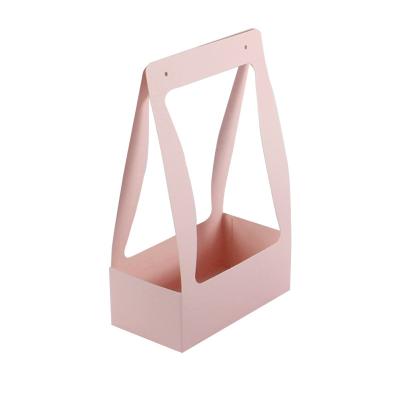 China Disposable Custom Design Cheap Disposable Flowers Bags Tote Bag Valentine's Day Paper Flower Portable Packaging Box Packaging Shopping Bag for sale