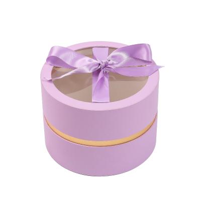 China Wholesale Custom Handmade Gold Stamping Luxury Round Round Gift Box With Clear PVC Window for sale