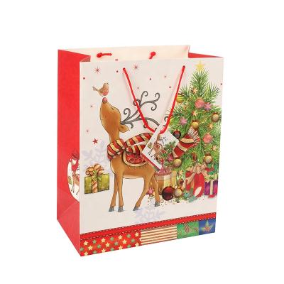 China Wholesale Recyclable Eco Friendly 3D Sparkles Paper Bag Christmas Party Paper Gift Bags Decorative Christmas Gift Bag With Paper Tag for sale