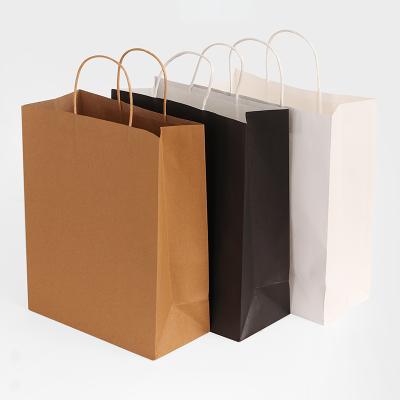 China Wholesale Custom Stain Recyclable Kraft Paper Clothes &Shoes Bag Kraft Paper Bag Gift Packing Shopping Bag With Twisted Paper Handle for sale