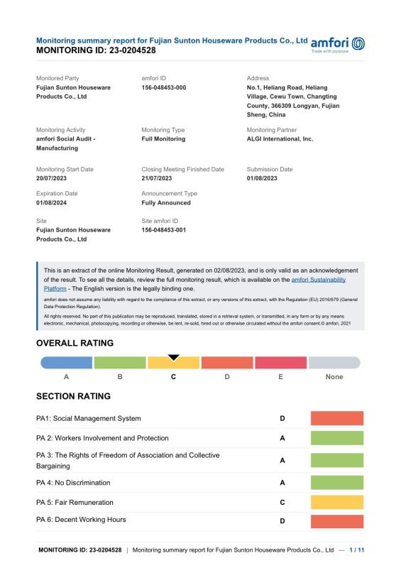 Business Social Compliance Initiative - Shenzhen Magic Bamboo Industrial Co., Ltd.