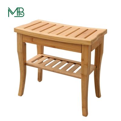 China Bamboo Shower Bench Chair with Storage Shelf for sale