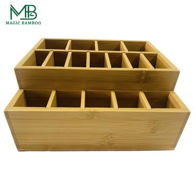 China Bamboo Adjustable Multifunction Makeup Tool Storage Box for sale