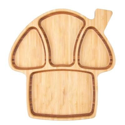 China Supply Eco-Friendly Bamboo Baby Plate Modern Style Mushroom Shape with Silicone Base for sale