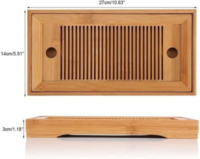 China ODM Chinese Bamboo Wooden Tea Trays With Drain Solid Natural Nanzhu for sale