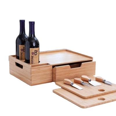 China Minimalist Design Style Natural Bamboo Serving Tray for Rustic Outdoor Wine and Food for sale