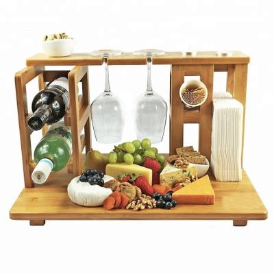 China Multifunctional Cheese Board Bamboo Chopping Blocks with Wine Rack and Napkin Rack for sale