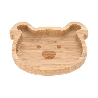 China 1L Capacidad Natural Orgánico Plato de Bebé en forma de oso de bambú con succión sostenible en venta