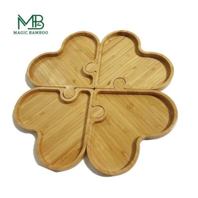 China Removable Bamboo Tray Set Dinnerware Type Tray Heart-Shaped Design for Kitchen Serving for sale