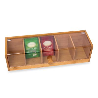 China Efficiently Organize Your Tea Bags with a Natural Bamboo Tea Box and 5 Compartments for sale