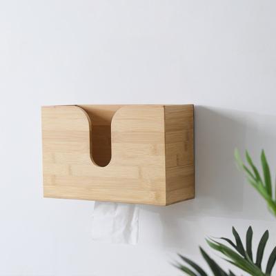 China 2023 Adhesive Desktop Bamboo Tissue Storage Box with Design and CE / EU Certification for sale