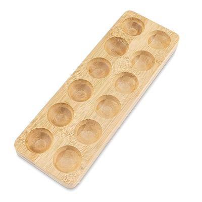 China Customized Holes Bamboo Egg Tools Display Stand for Eco-friendly Countertop Display for sale