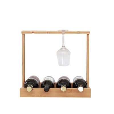 China Sustainable Bamboo Wine Bottle Storage Holder For 4 Bottles Perfect for Food Storage for sale