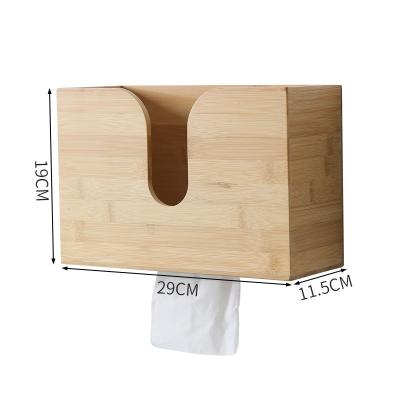 China Kitchen Wall Mount Custom Clear Paper Towel Napkin Tissue Box in Natural Bamboo Color for sale