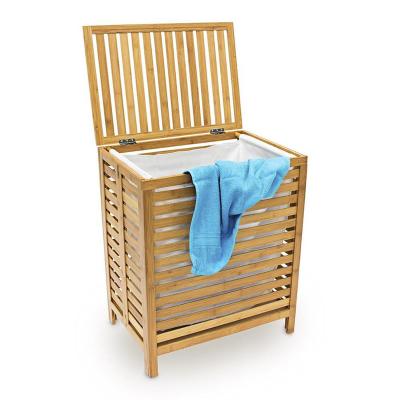 China Spacesaving Bathroom Storage Basket Laundry Hamper Bag 100% Bamboo for sale