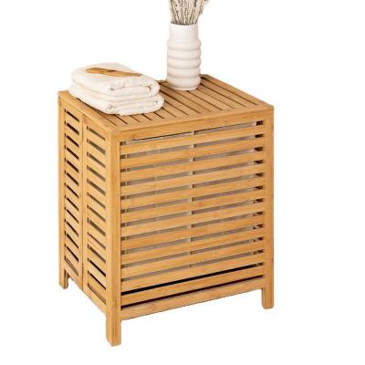 China Foldable Bamboo Bathroom Rattan Storage Laundry Hamper Clothes Basket for sale