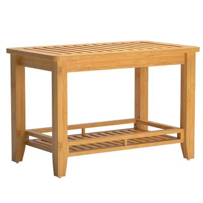 China Transform Your Shower Experience with this Bamboo Shower Bench Stool and Storage Shelf for sale