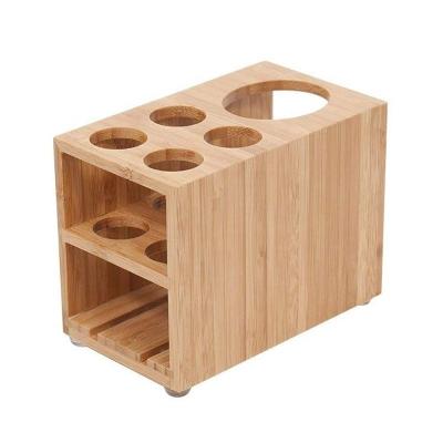 China Organic Sustainable Bamboo Toothbrush Holder Toothpaste Stand For Bathroom Vanity Storage for sale