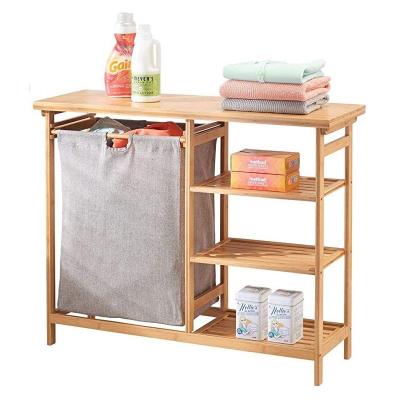 China 3 Tier Bamboo Free Standing Shelves Clothes Rack Organizer ODM for sale