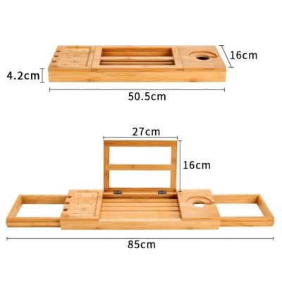 China Home Furniture Bamboo Extendable Bath Caddy Bathtub Tray Customized for sale