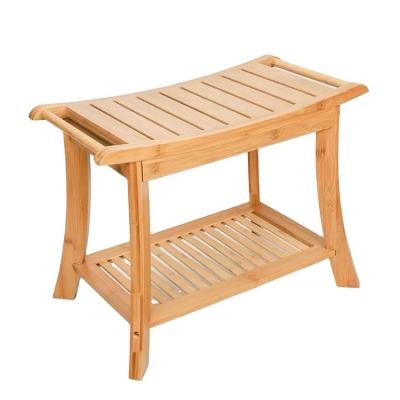 China FSC Certificated Non Slip Bamboo Shower Bench Waterproof Seat Towel Holder for sale