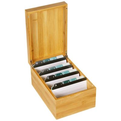 China Professional Bamboo Desktop Business Card Holder With Index Cards GLOSSY Load ≤5kg for sale