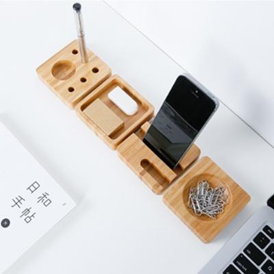 China Bamboo Wood Desk Pen Holder Office Supplies Multipurpose Organizer for Desktop Office for sale