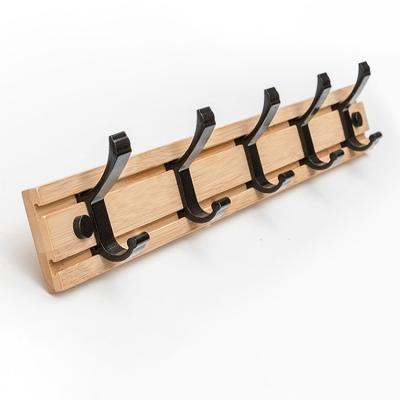 China Customized Hook Quantity Solid Bamboo Wall Hanging Hooks for Living Room Organization for sale