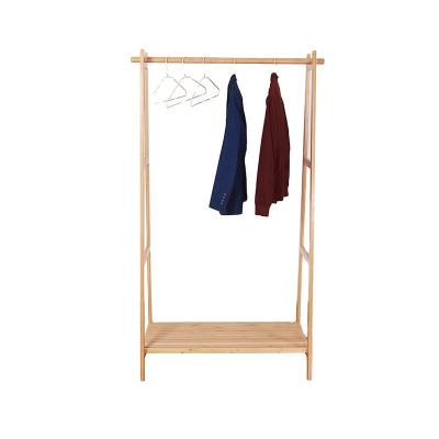 China Modern Style Bamboo Standing Clothes Hanging Rack With Shoe Rack Shelves for Standing Type for sale