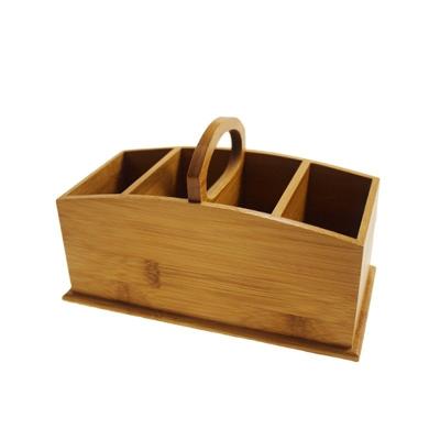 China Functional Design Bamboo Multifunctional Desktop File Organizer With Pen Holder Storage Caddy for sale