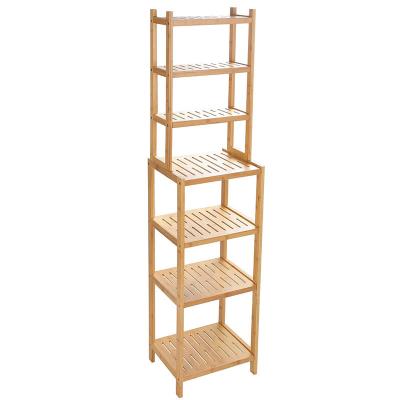 China Classic Design Style 7-Tier Bamboo Shelf Multifunctional Storage Rack for Bathroom for sale