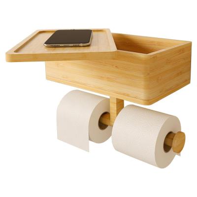 Cina 3 in 1 Bamboo Bagno Deposito Rack Montaggio a parete Porta carta igienica OEM in vendita