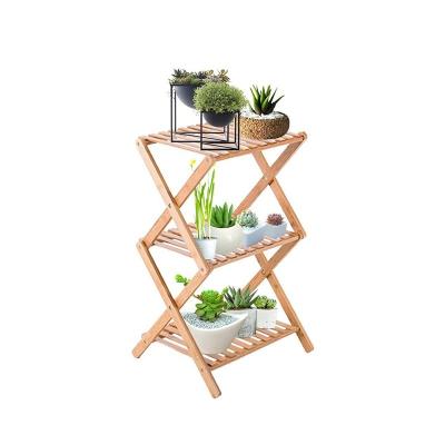 China Espaço de poupança de 3 camadas Bamboo Flower Pot Rack Rack Planter Display Organizer 34x34x97cm à venda