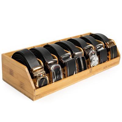 China Upgrade Your Closet with Our Sustainable Bamboo Belt Display Case 7 Dividers Included for sale