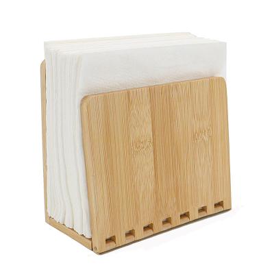 China Bamboo Napkin Holder Adjustable Wood Storage Rack for Dining Room Picnic Kitchen Table for sale