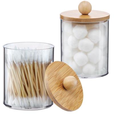 China MEDICAL KIT Multifunction Cotton Swab Holder Dispenser Storage Tank With Bamboo Lids for sale