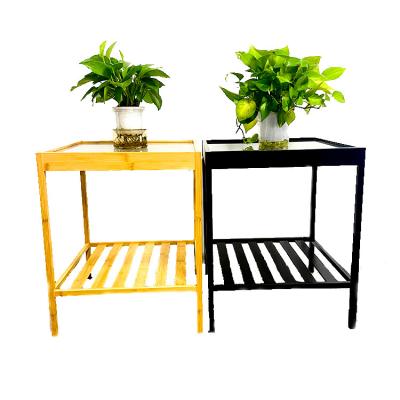 China Iron Glass Bamboo Rattan Bedside Table Nightstand ODM for sale