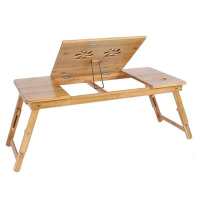 China Folding Adjustable Bamboo Laptop Stand Desk Sustainable Wood Custom for sale