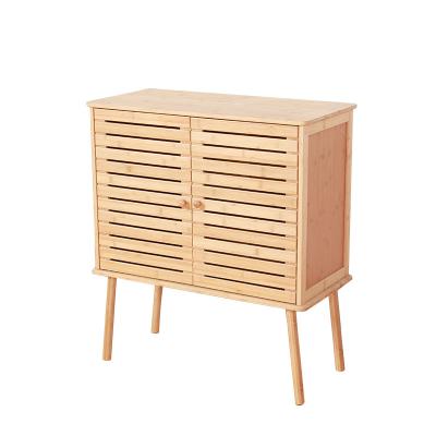 China ODM Double Shutter Bamboo Kitchen Storage Cabinet Modern for sale