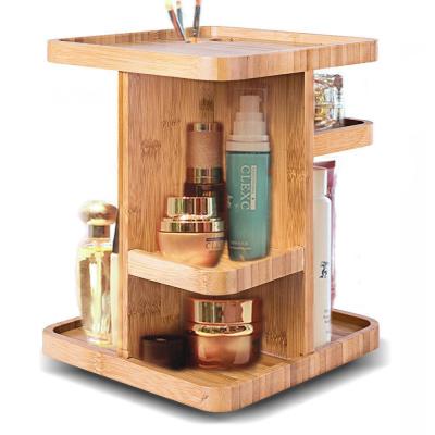 China OEM Bamboo Countertop Shelf Makeup Organizer For Bathroom Bedroom for sale