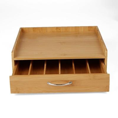 China Natural Bamboo Tea Box and Tray Serving Tray Storage with Bag Organizer Drawer Modern for sale