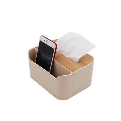China Organizador de mesa con cubicle de plástico y tapa de bambú en venta