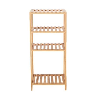 China Custom 4 Tier Rectangle Bamboo Shoe Shelf Rack For Warehouse Storage for sale