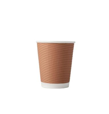 China 6oz Brown Kraft Coffee Paper Cup Wall 12oz Disposable Paper Tea Cup Double Sided for sale