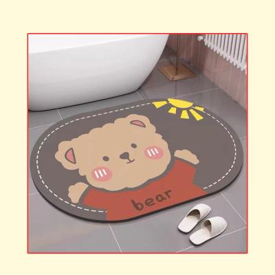 China 2022 New Cartoon Bathroom Rug Diatom Mud Washable Bathroom Carpet Strong Water Absorbing Mat for sale