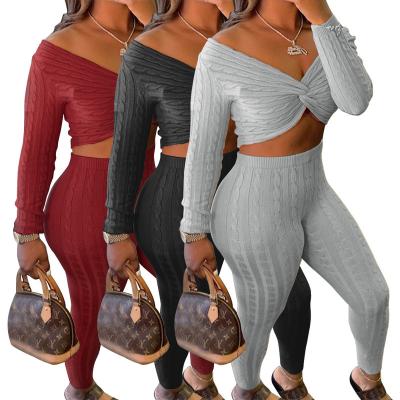 China C123- Sweater Bodycon Women High Quality Best Selling Anti-pilling Winter Sets Piece Sets Bodycon Outfits Strapless Clothing 2 Piece Sets for sale