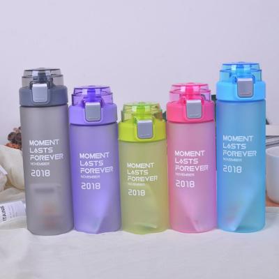 China Sustainable Plastic Sports Water Bottle With One Lick Flip Lid Gym Bottle Auto Clear Or Frosted Body for sale